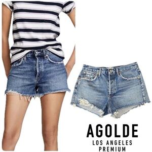 AGOLDE A026E-811 Parker Rocksteady Distressed Cut-off Denim Jean Shorts Size 29